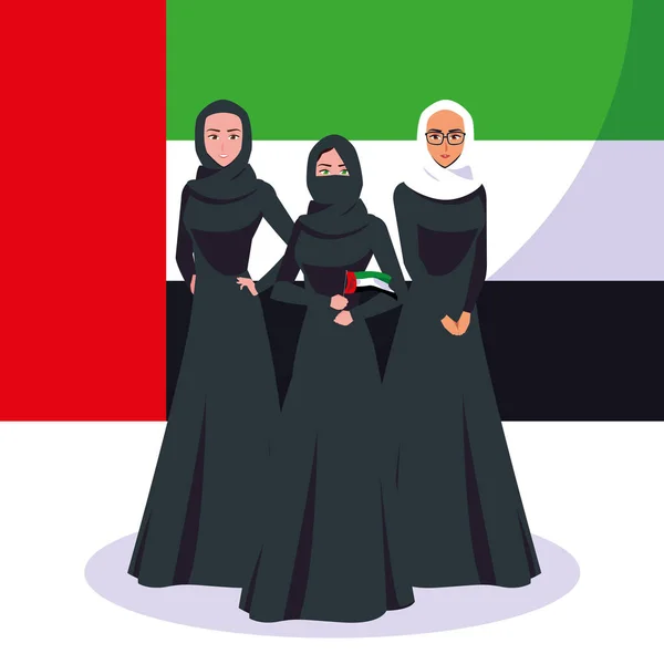 Cartel del día de las mujeres emirati con grupo de mujeres — Vector de stock