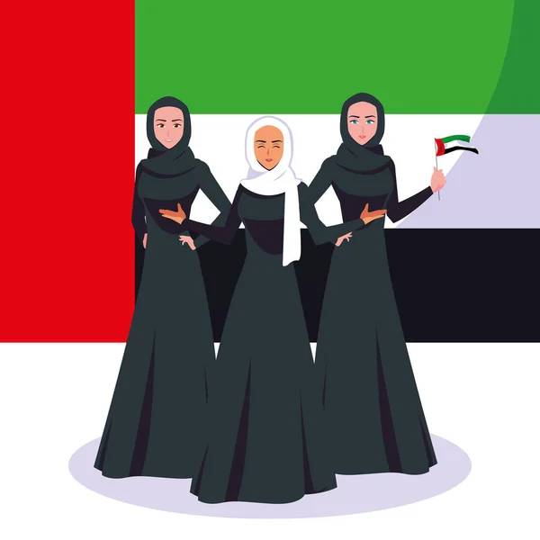 Cartel del día de las mujeres emirati con grupo de mujeres — Vector de stock