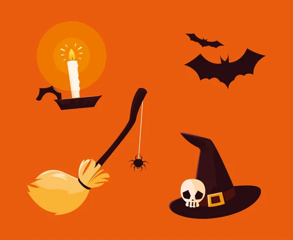Set di oggetti decorazione di Halloween — Vettoriale Stock