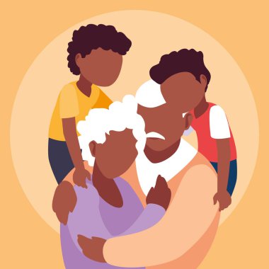 sevimli yaşlı çift torunları ile sarıldı