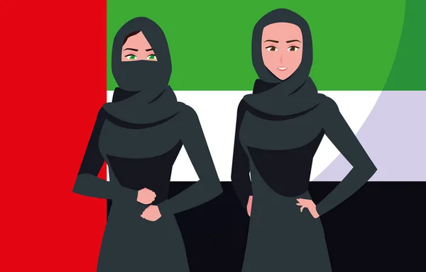 Cartel del día de las mujeres emirati con grupo de mujeres — Vector de stock