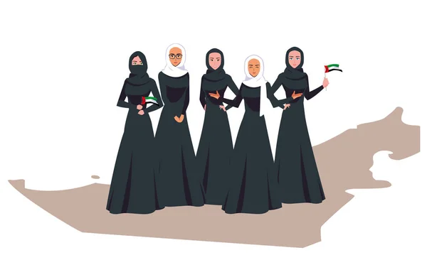 Emirati affiche de la journée des femmes avec groupe de femmes — Image vectorielle
