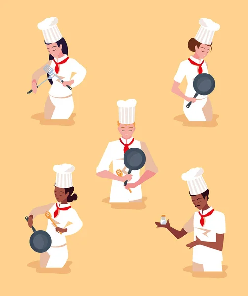 Grupo de profissionais cozinheiro chef — Vetor de Stock