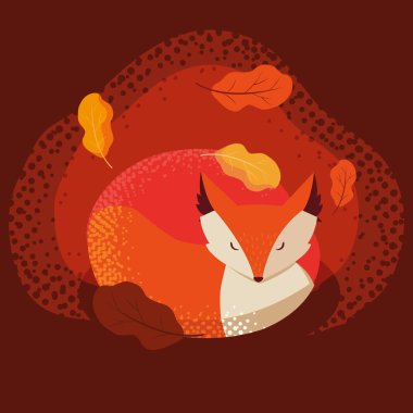 tilki hayvan ile merhaba sonbahar afiş