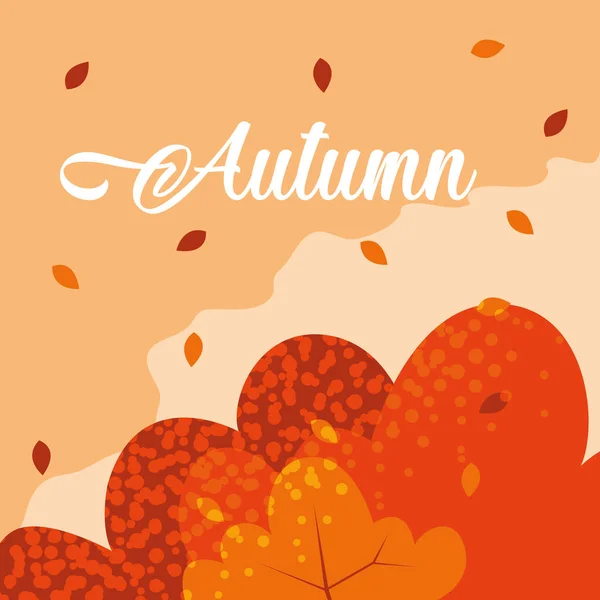 Hello autumn poster with leafs pattern — Stock Vector