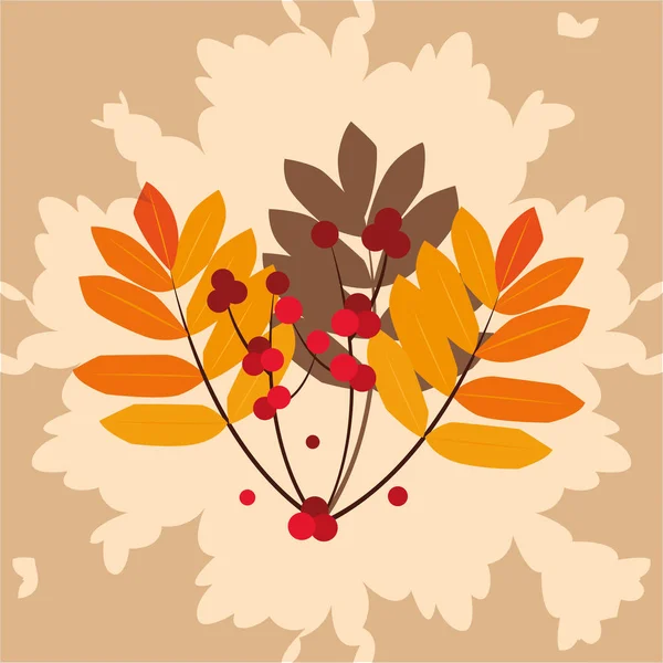 Hallo Herbst Poster mit Zweigen und Blättern — Stockvektor