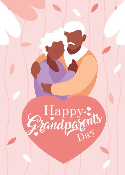 Постер на день бабушки и дедушки с обнятой пожилой парой — стоковый вектор