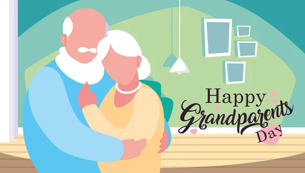 Glückliche Großeltern Tag Plakat mit Paar umarmt — Stockvektor