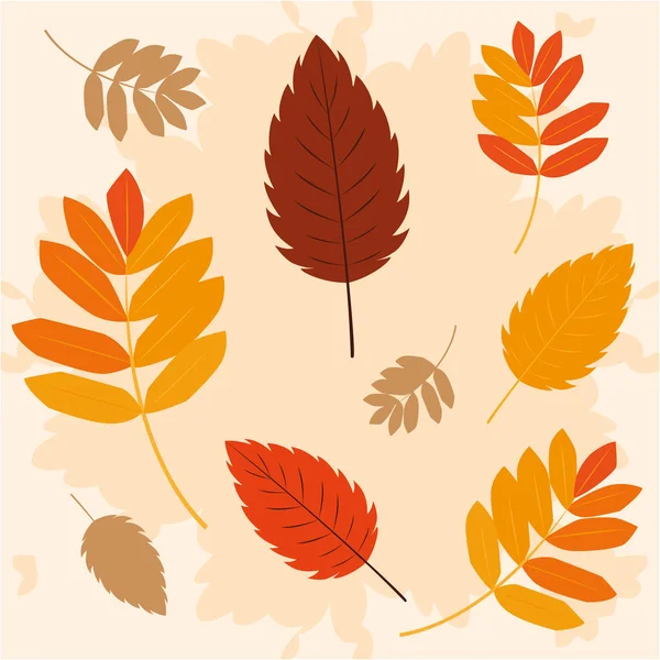 Bonjour affiche d'automne avec motif de feuilles — Image vectorielle