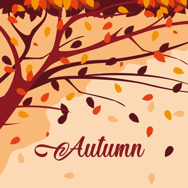 Hallo herbst poster mit baumpflanze — Stockvektor