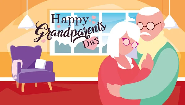 Šťastné prarodiče, jednodenní plakát s párem — Stockový vektor