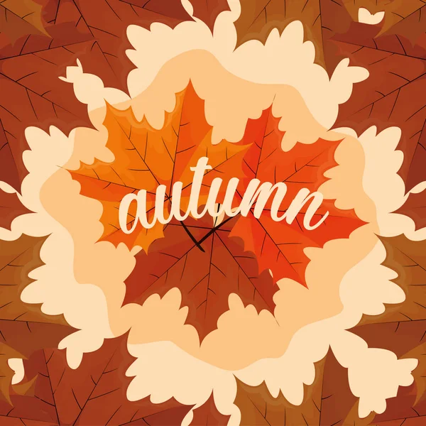 Hello autumn poster with leafs pattern — Stock Vector
