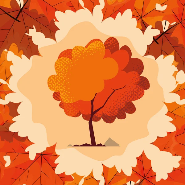 Bonjour affiche d'automne avec plante d'arbre — Image vectorielle