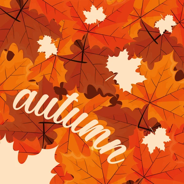 Hello autumn poster with leafs pattern — Stock Vector