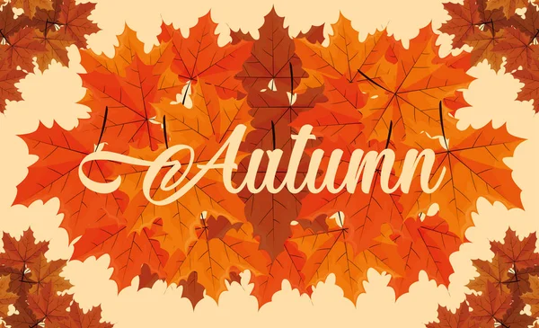 Ciao autunno poster con motivo foglie — Vettoriale Stock