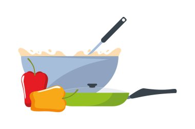 un yumurta ve tencere hazırlama pişirme ile kase