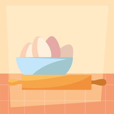 yumurta ve oklava hazırlama pişirme