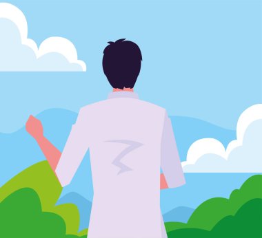 arka görüş adam açık havada ayakta