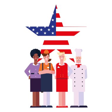 düz tasarım insanlar mutlu emek günü