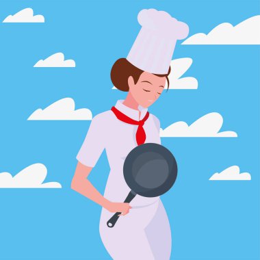 tava ile kadın şef