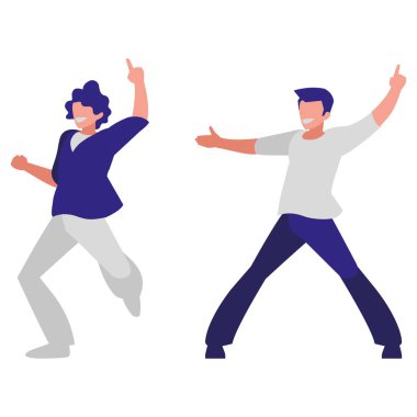 Genç dansçılar çift disko tarzı karakterler