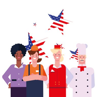 düz tasarım insanlar mutlu emek günü