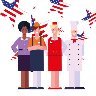 düz tasarım insanlar mutlu emek günü