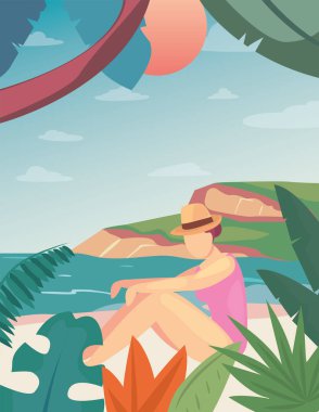 kadın yaz zaman tatil tasarım