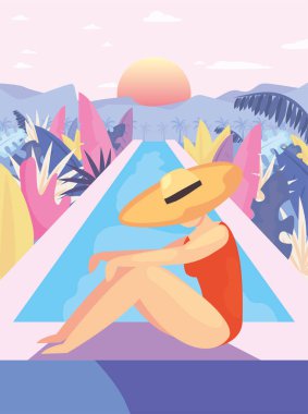 kadın yaz zaman tatil tasarım