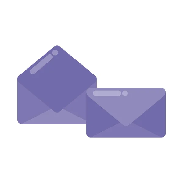 Конверты почтовые открытые и закрытые изолированные значок — стоковый вектор