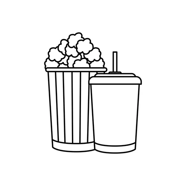 带爆米花的容器饮料饮料 — 图库矢量图片