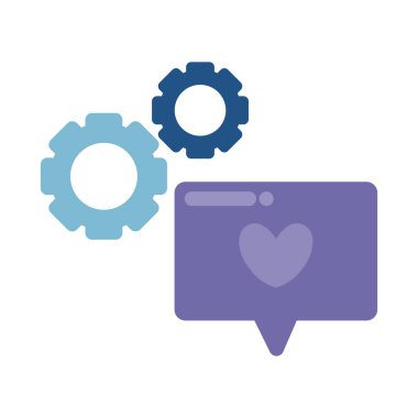 kalp ve dişliler ile konuşma balonu