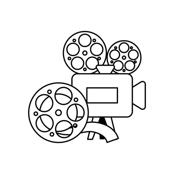 Câmera de vídeo de cinema com bobina de fita — Vetor de Stock