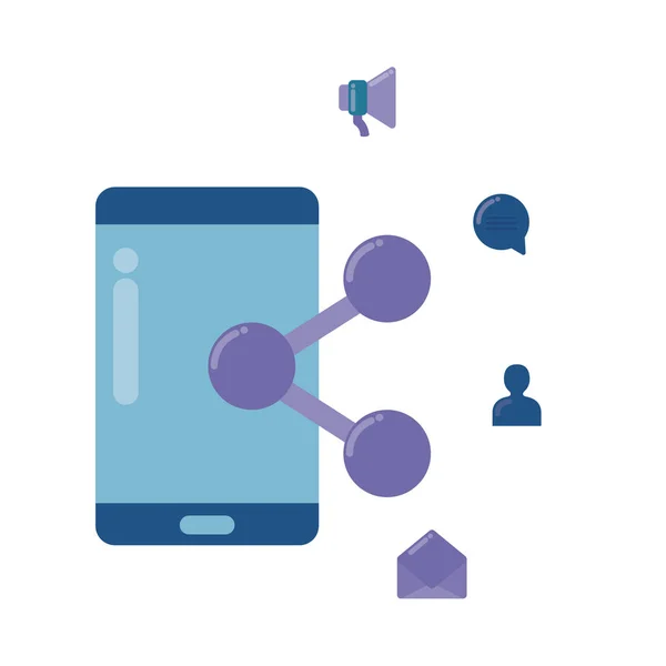 Social media marketing con smartphone — Vettoriale Stock