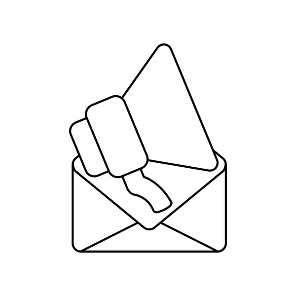 Sobre de correo con icono de megáfono aislado — Vector de stock