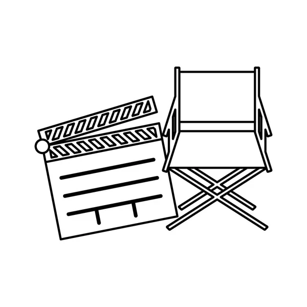 Clapboard cine con director de silla — Vector de stock