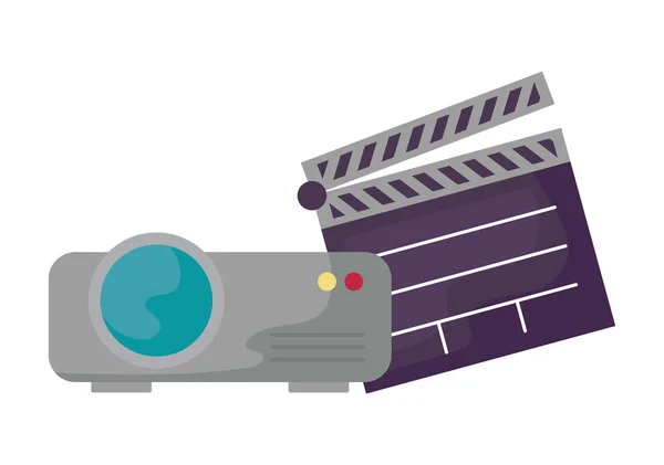 Clapboard cinema con fascio video — Vettoriale Stock