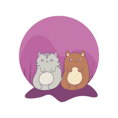 ayı bebek hayvanlar kawaii tarzı ile sevimli kedi