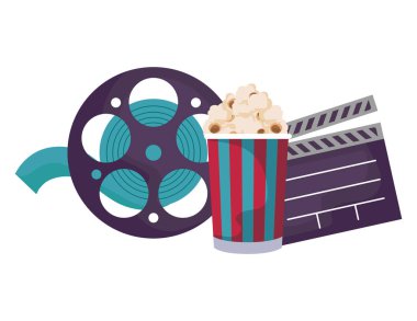 bant ve patlamış mısır ile clapboard sinema