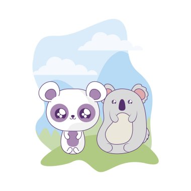 panda ayı bebek hayvanlar kawaii tarzı ile sevimli koala