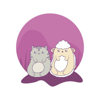 koyun bebek hayvanlar kawaii tarzı ile sevimli kedi