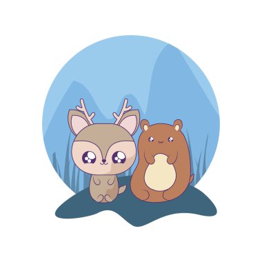 reindeer bebek hayvanlar kawaii tarzı ile sevimli ayı