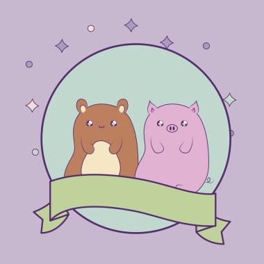 piggy bebek hayvanlar kawaii tarzı ile sevimli ayı
