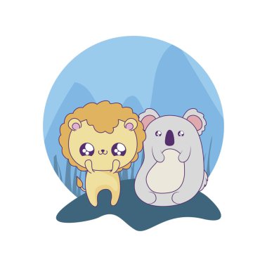 koala bebek hayvanlar kawaii tarzı ile sevimli aslan