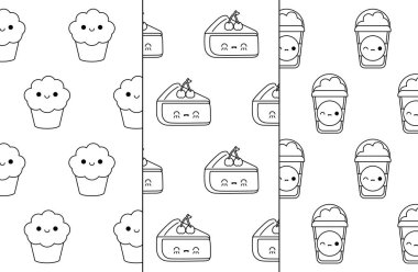 cupcakes ve içecekler kawaii ile kek desen