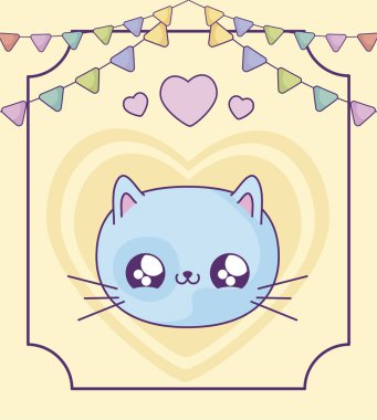 çelenk kawaii tarzı ile sevimli kedi bebek başkanı