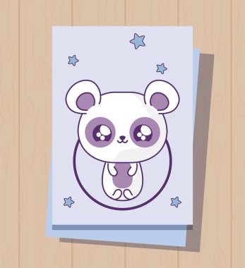 kart kawaii tarzıpanda ayı bebek