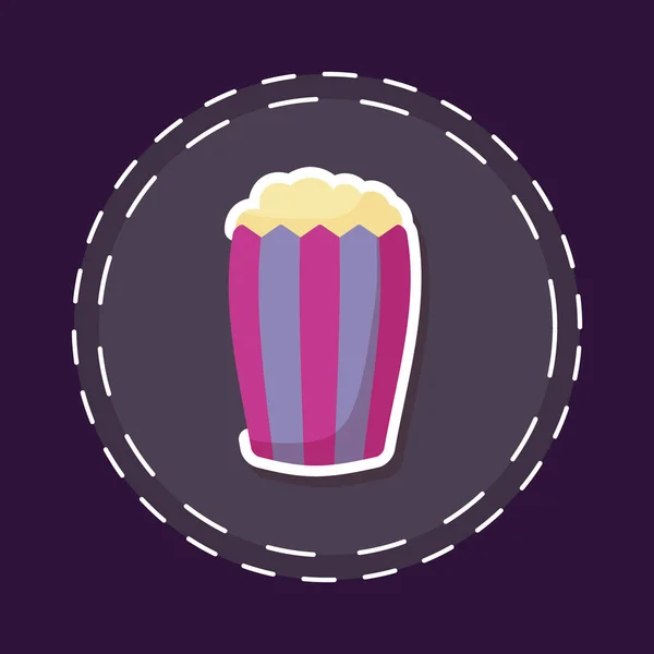 Patch van Cinema Delicious popcorn geïsoleerd icoon — Stockvector