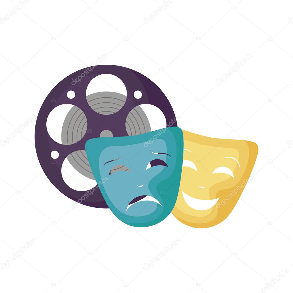 cinema reel tape with theater masks
