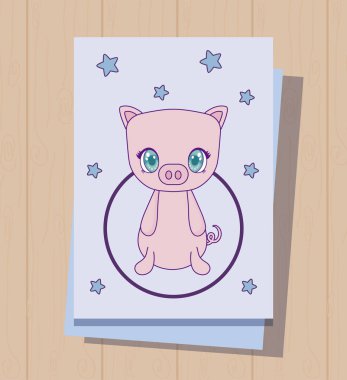 kart kawaii tarzı sevimli piggy hayvan
